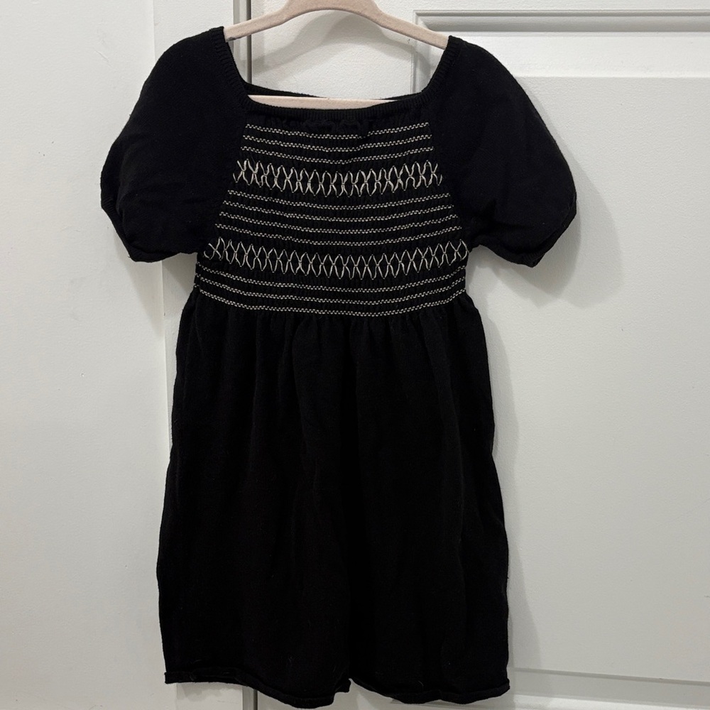Zara Kids Black Dress with White Stitching